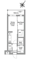 福岡市南区大楠1丁目マンション 1DKの間取図画像