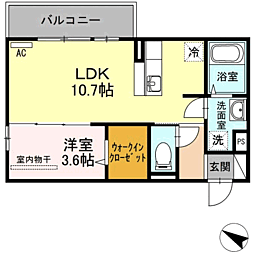 フェリス大橋南 1LDKの間取図画像
