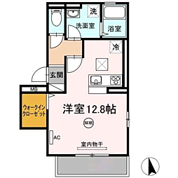 D-room夏目弐番館 ワンルームの間取図画像