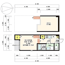 ミッシェルプレイス 1Kの間取図画像