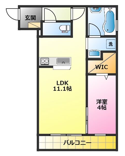 神奈川県川崎市中原区井田中ノ町(賃貸アパート1LDK・3階・36.88㎡)の写真 その2