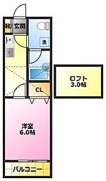 ミレナリオ元住吉 1階1Kの間取り