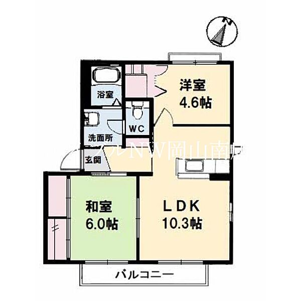 岡山県岡山市南区大福(賃貸アパート2LDK・2階・50.04㎡)の写真 その2