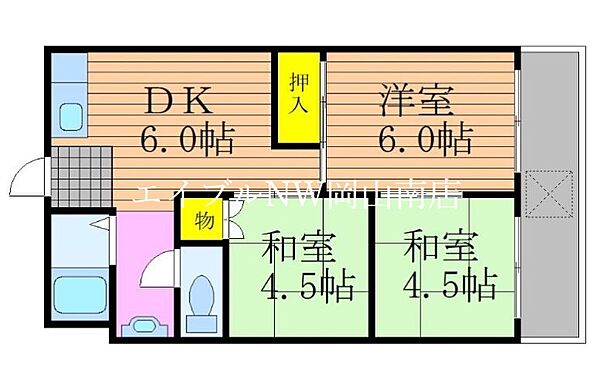 岡山県岡山市南区泉田(賃貸アパート3DK・1階・41.25㎡)の写真 その2