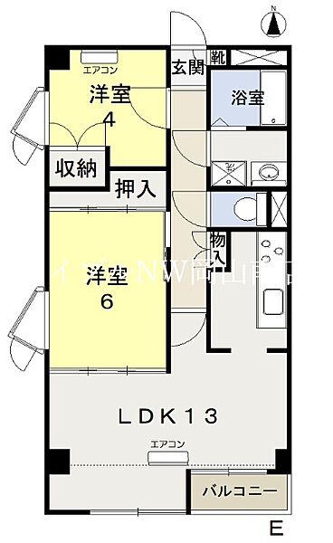 岡山県岡山市南区西市(賃貸マンション2LDK・7階・55.00㎡)の写真 その2