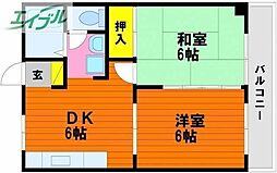グランドソレーユ 2DKの間取図画像