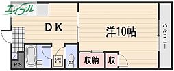 ラ・ピーヌ福島 1DKの間取図画像
