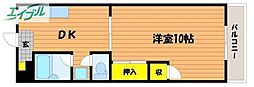 ラ・ピーヌ福島 1DKの間取図画像