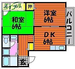 ディアコートLOVE2C 2DKの間取図画像