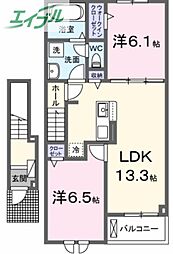 プティボヌールB 2LDKの間取図画像