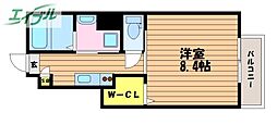 岡山市南区福成2丁目アパート 1Kの間取図画像