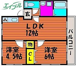 泰山1 2LDKの間取図画像