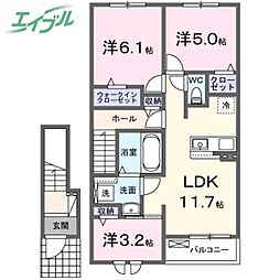ヴィラ・マウントワン長尾A 3LDKの間取図画像