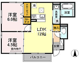 リバーパレス　Ｄ棟  ｜ 岡山県岡山市南区西市（賃貸アパート2LDK・1階・52.20㎡） その2