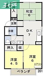 リベルテひらたC 3DKの間取図画像