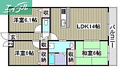 ルネス下中野 3LDKの間取図画像