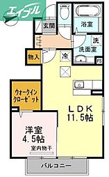 ルピナス高柳東町3 1階1LDKの間取り
