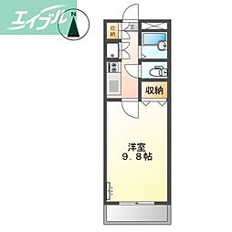 エトワールハイツ 2階1Kの間取り