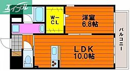 ハアラン高柳 1LDKの間取図画像