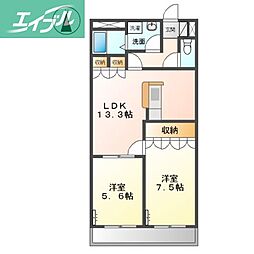 サンフィールド 2LDKの間取図画像