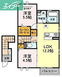 チェーロセレーナA 2LDKの間取図画像