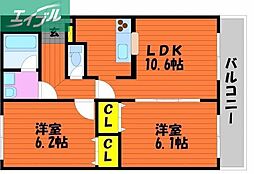 アーバンコートイマ 2LDKの間取図画像