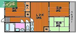 ビューティフル長瀬 3LDKの間取図画像