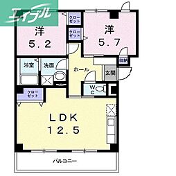 さくらマンションB 2LDKの間取図画像