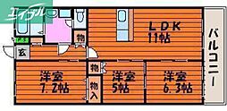 ルネス武田 3LDKの間取図画像