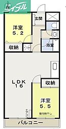 ソーシャルオオモリ 2LDKの間取図画像