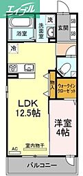 フィロス2 1LDKの間取図画像