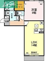 サニーフラット西市A 1LDKの間取図画像