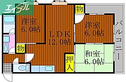 コーポみあき 3LDKの間取図画像