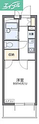 レオパレスアステック2 1Kの間取図画像