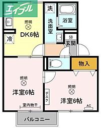 ウィルモア辰巳 2DKの間取図画像
