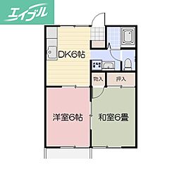 ソレイユ・キノミA 2DKの間取図画像
