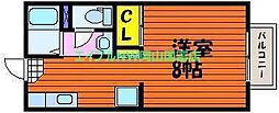 ラックハイツ国富A 1Kの間取図画像