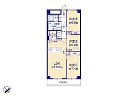 市川本八幡マンション 3LDKの間取図画像