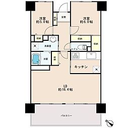リバーウエストB館 2LDKの間取図画像