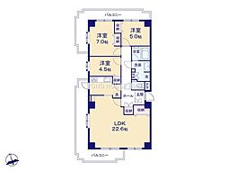 カームスクエア天台スカイマンション 3LDKの間取図画像