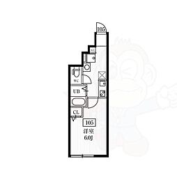 ミハス三鷹台 1階1Kの間取り