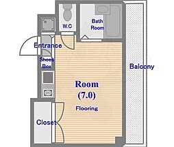 ユーティ・キアス ワンルームの間取図画像