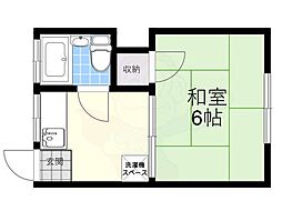 第二吉野ハイム 1Kの間取図画像