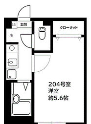 京急本線 戸部駅 徒歩7分の賃貸アパート 2階1Kの間取り