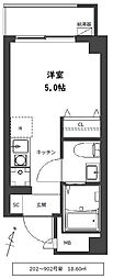 吉野町ＲＥＳＩＤＥＮＣＥ 8階ワンルームの間取り