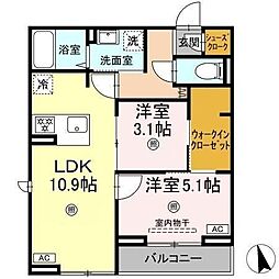 D-SOLACE津田沼 II 2LDKの間取図画像