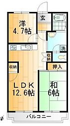 ミリアビタNO26 2LDKの間取図画像