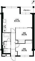 所沢コーポラスA棟 2LDKの間取り