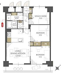 リッシェル上尾 2SLDKの間取図画像