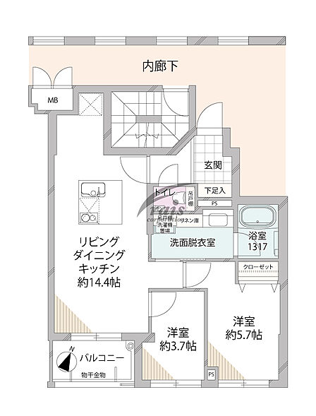 ホテルライクな内廊下
